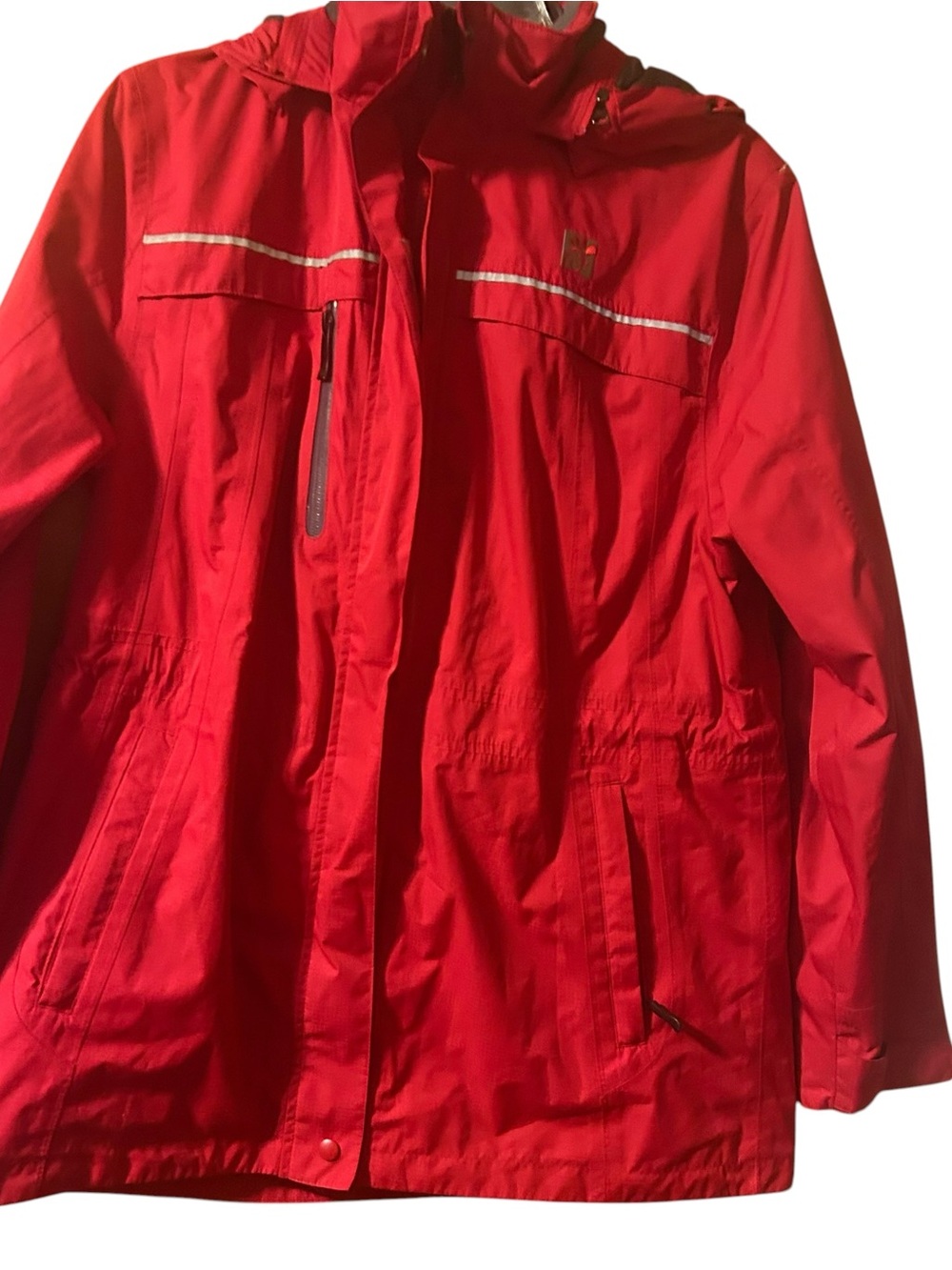 Chickfila red Team Style Oobe Hooded Rain Jacket Parka Medium M